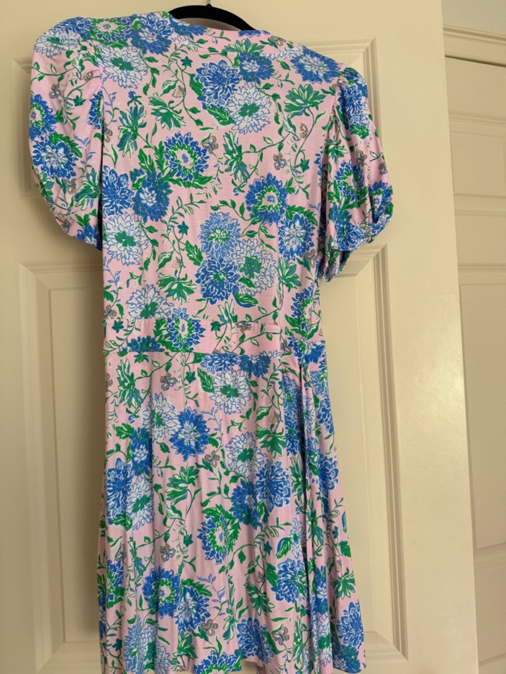 Lilly Pulitzer Pink Floral Wrap Dress with Blue & Green Blossoms - Picture 5 of 6